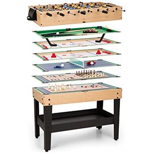 oneConcept Game-Star - Tavolo Multigioco da Adulti, Biliardino Multifunzione, Tavolo da Gioco, Piedini Regolabili, Descrizioni Dettagliate, ca. 105 x 71 x 58 cm (LxAxP), 15 Giochi, Nero