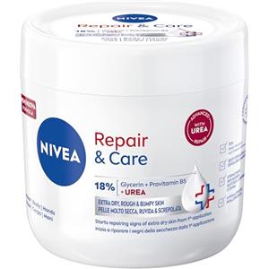 NIVEA Repair & Care Urea 400 ml, Crema corpo idratante pelle secca, molto secca, ruvida e screpolata, Crema multiuso per corpo, viso e mani nutriente 72H con 18% Glicerina, Provitamina B5 e Urea