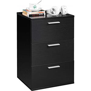Yaheetech Comodino Camera da Letto Comodino Moderno con 3 Cassetti Mobiletto da Cameretta Mobile da Letto Nero Tavolino Salotto Cassettiera 40 x 35 x 60 cm