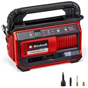 Einhell Compressore a batteria PRESSITO 18/25 Power X-Change(18 V, max. 11 bar, incl. kit 3 adattatori, incl. tubo flessibile alta press. 71 cm e tubo flessibile bassa press. 1,6 m, senza batteria)