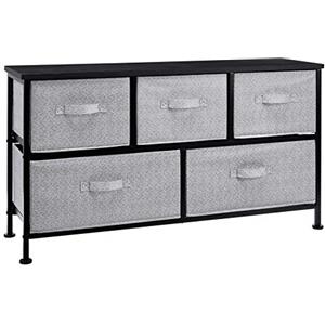 Amazon Basics - Cassettiera extra grande, 5 cassetti in tessuto, nero