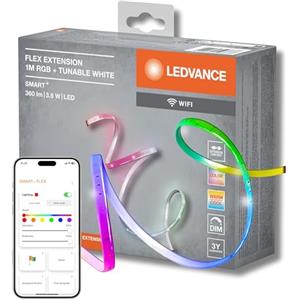 LEDVANCE Smart+ Striscia LED con tecnologia WiFi per interni, kit estensione da 1 metro, colore della luce variabile (2700-6500K), colori RGBW variabili, funziona con Alexa, Google, app SMART+