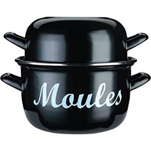 KitchenCraft World of Flavours Pentola Smaltata per Cozze, Formato Medio, 18 cm
