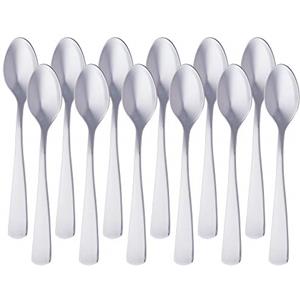 Amazon Basics - Cucchiaino da Caffè in Acciaio Inossidabile con Bordo Quadrato, 14,2 cm, Confezione da 12
