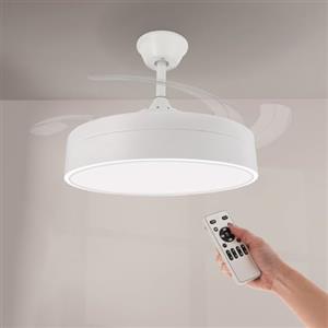 M mimotec - Ventilatore da soffitto con luce a LED Messe 72W Bianco, Telecomando e controllo dall'app, Basso consumo energetico, motore DC, 6 velocità, Silenzioso