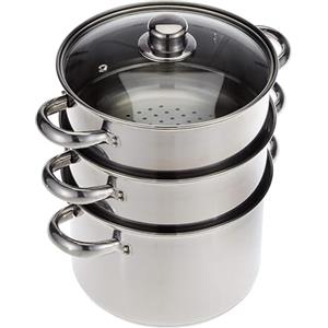 KitchenCraft Kitchen Craft KCCVSTEAM22 Pentola a pressione e due inserti vapore profonde, acciaio INOX, 22 cm