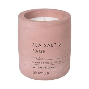 blomus -FRAGA - Candela profumata S in cera di soia, rosa Withered, profumo per ambienti di alta qualità, caratteristico effetto cemento, fragranza SEA SALT & SAGE, durata 24 ore (altezza x larghezza