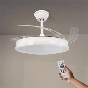 M mimotec - Ventilatore da soffitto con luce LED Otah Star bianca, telecomando, motore DC, 6 velocità, silenzioso, pale retrattili, funzione estate-inverno, timer, CCT