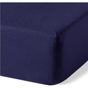 Amazon Basics Lenzuolo con angoli Matrimoniale in Cotone Biologico, 180 x 200 cm, Blu Navy