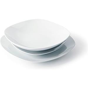 Excelsa Square Servizio Tavola 18 Pezzi, Porcellana, Bianco