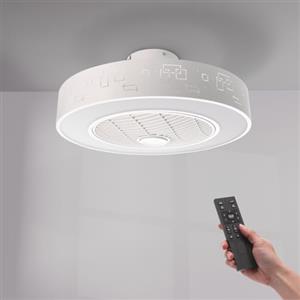 M mimotec- Ventilatore da soffitto Led Plus Sticks con luce e telecomando, basso consumo, motore DC, 5 pale, 6 velocità, silenzioso, con APP