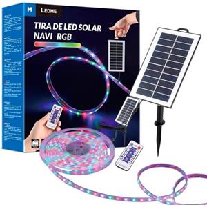 M Ledme - Striscia LED solare esterna giardino IP68 sommergibile, 5m 300 LED, luce LED multicolore, con kit di installazione per piastra solare, per giardino, casa, decorativa