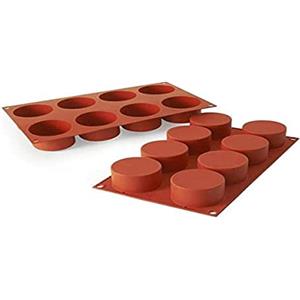 Silikomart | SF119 Stampo in Silicone per Monoporzioni CYLINDERS, Antiaderente, 8 cavità, Confezione da 1 Stampo per Dolci, Ø 63 h 40 mm Volume 8 x 123 ml Tot. 984 ml