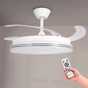 M mimotec - Ventilatore da soffitto a LED White Decor, temperatura di colore regolabile, funzione estate/inverno, 6 velocità, LM8853