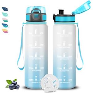 Grsta Borraccia, Borraccia 500ml, Borracce Senza Perdite, Borracce Motivazionale, Facile da Trasportare, Bottiglia Orari, Bottiglia Graduata, Facile da Pulire, per Sport, Corsa, Yoga, Scuola, Ufficio