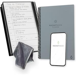 Rocketbook Fusion Planner Agenda Appunti Digitale Riutilizzabile, Formato Executive 15 cm x 22,4 cm, Grigio - Calendario Mensile e Settimanale, To-Do List Giornaliera, Pagine a Righe e Puntinate