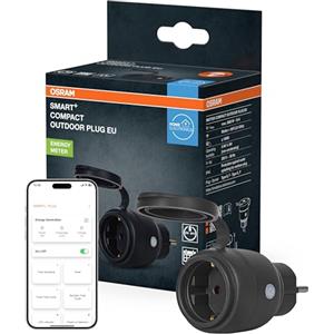 OSRAM Presa esterna SMART+ WiFi Matter Outdoor Plug, 3680W, 16A, IP44, nera, giardino, balcone