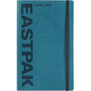 Franco Cosimo Panini EASTPAK, Agenda 2026 Ufficiale Eastpak, Agenda Settimanale 12 Mesi Large, con 192 Pagine, Elastico, Tasca Portatutto, Segnalibro, Planner Mensile, Calendario 2026 e 2027, Formato 13 x 21 cm, Teal