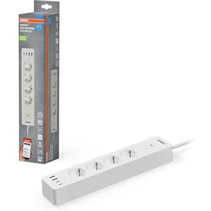 OSRAM Ciabatta multipresa OSRAM SMART+Wifi Smart WiFi EU-EU a 4 vie con porte USB intelligenti, protezione IP20, per integrare i dispositivi nella casa intelligente