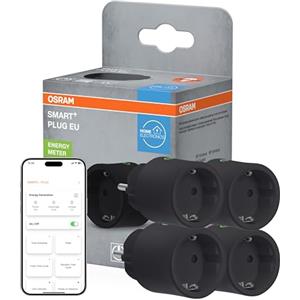 OSRAM Presa EU SMART+ Matter Plug, 2300W, 10A, IP20, nera, Alexa, Google Home, Apple HomeKit,4-Pack