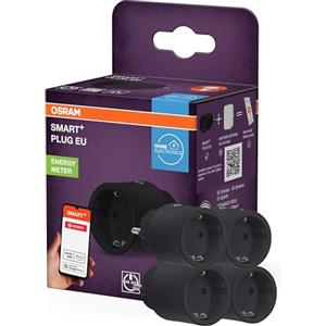 OSRAM SMART+ ZIGBEE Presa EU nera, presa intelligente con monitoraggio del consumo energetico e tecnologia ZigBee per integrare dispositivi elettrici nel sistema smart home,4-Pack