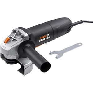 Meister Smerigliatrice angolare 500 W, WS500-115M - Diametro disco 115 mm - Blocco mandrino - Cappuccio di protezione regolabile - Maniglia supplementare/Smerigliatrice per calcestruzzo, pietra &