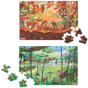 Melissa & Doug Puzzle Cerca e Trova Fronte-Retro da Pavimento in Cartone e Lente d'Ingrandimento - 48 Pezzi giganti, Giocattoli per Lo Sviluppo, Gioco Educativo, 3+, Regalo per Bambino e Bambina