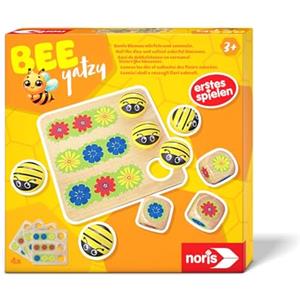 noris 606012088 - Bee Yatzy (gioco dai 3 anni) - Gioco da tavolo con api e dadi in legno, primo gioco, giocattolo per bambini, 1-4 giocatori