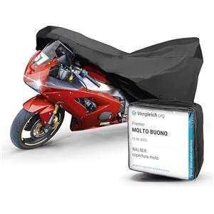 WALSER telo coprimoto M in robusto PVC, Premio Molto Buono* telo impermeabile, telo compatibile con vespa/scooter/motorino, moto, copertura moto per esterno, telo coprimoto nero 215x95x120cm