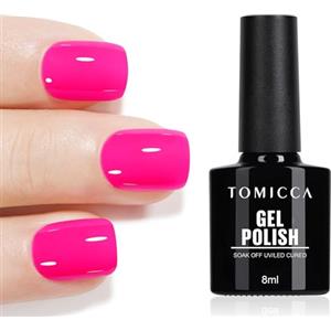 TOMICCA - Smalto UV Neon Rosa, 8 ml, gel UV per unghie per principianti, per manicure fai da te a casa e in salone