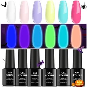TOMICCA Smalto gel fosforescente, 6 colori *8 ml di smalti gel da set, smalto UV a LED, kit iniziale per principianti, adatto per il fai da te a casa e per i saloni professionali