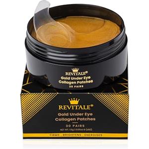 Revitale Mascherine al collagene in oro 24k sotto gli occhi, riducono borse e occhiaie, maschere per occhi stanchi - rassodante, illuminante, energizzante (barattolo - 30 paia)