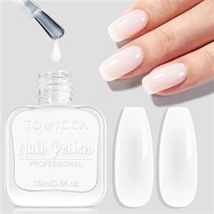 TOMICCA Smalto per unghie bianco latteo, 15 ml, lucido ad asciugatura rapida a lunga durata, smalto per unghie bianco a base d'acqua per nail art fai da te e manicure