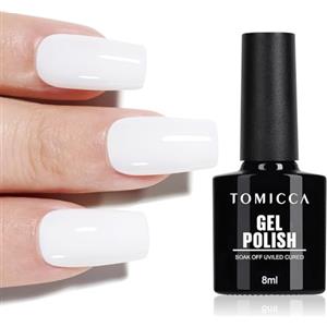 TOMICCA Smalto Semipermanente Unghie Bianco, 8 ml, smalto gel UV LED Soak Off Manicure Gel Lacquer Varnish
