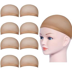 URAQT Parrucca Tappi, 8 Pezzi Calotte per Parrucche di Nylon, Unisex Copricapo Elastici a Rete, Copricapo di Parrucche per Uomini e Donne, nude