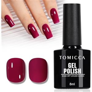 TOMICCA Smalto UV Rosso Viola, Smalto in Gel UV/LED per Manicure Soak Off, per Manicure Artistica Fai Da Te e Salone, 8ML