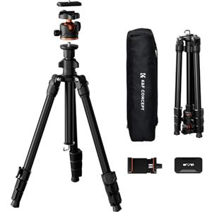 K&F Concept Treppiede per Fotocamera 178cm K234A3+BH-36, Treppiede Video compatto con Testa Sferica, Treppiede da Viaggio con capacità di carico 8kg, Treppiedi in alluminio con Clip per Cellulare