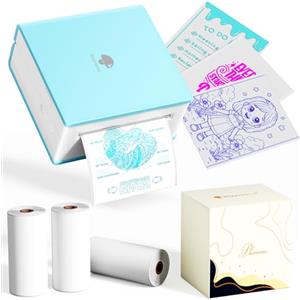 Phomemo Mini Stampante Portatile - M02 Stampa Etichette Adesive, Stampante Portatile per Smartphone, Stampante Fotografica Tascabile Con 3 Rotoli di Carta, Appunti di Studio, Diagrammi Anatomici, Foto