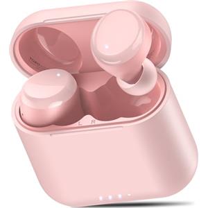 TOZO T6 Mini Cuffie Bluetooth 5.3 con Controllo Touch ORIGX 2.0 Acustica EQ Regolazione 50 Ore Riproduzione Supporta Caricatore Wireless e USB Tipo C IPX8 Rosa