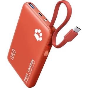 INIU Power Bank, Sottile 20W 10000mAh PowerBank con Cavo Integrato, Ricarica Rapida PD3.0 QC4.0 USB C Input & Output Caricatore Portatile per per iPhone 16 15 14 Pro Max Plus Samsung Huawei iPad Pro