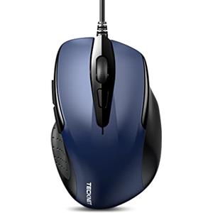 TECKNET Mouse con cavo, Optical Business Mouse cablato ergonomico con 6 tasti, 2 livelli DPI regolabili, cavo USB 150 cm