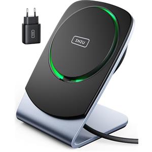 INIU Caricatore iPhone Wireless per MagSafe, 15W Ricarica Rapida Caricabatterie Wireless Dissipazione Efficiente per iPhone 16 15 Pro Max iPhone 14 Plus 13 12 (Adattatore e Cavo USB C Inclusi)