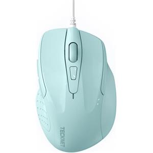 TECKNET PRO Mouse con Filo, 6400DPI Mouse Ottico con USB Cablato, 6 Pulsanti, Cavo USB 1.5M, Mouse per Computer o Laptop-Grigio