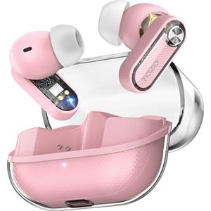 TOZO Crystal Pods Cuffie Bluetooth 5.4 con Ibrido ANC Chiamata IA ENC ORIGX 2.0 Acustica EQ Regolazione 35 Ore Riproduzione Gioco Modalità Ricarica Rapido USB Tipo C IPX5 (Rosa)