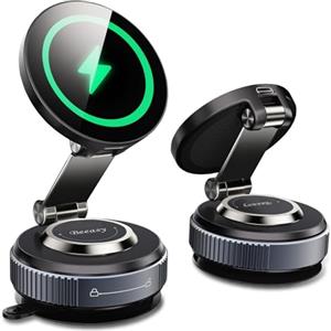 Beeasy Caricatore Wireless Auto per MagSafe, 15W Ricarica Veloce con ventosa, 360° Girevole & 180° Pieghevole Supporto Telefono Auto Magnetico, Porta Cellulare Auto Cruscotto per iPhone 17 16 15 14 13
