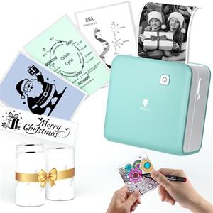 Phomemo M02 Pro Mini Stampante, 300 DPI Stampante Fotografica Portatile Stampante Termica Bluetooth Stampante Tascabile con 3 Rotoli di Carta, per Appunti di Studio, Foto, Regali, Etichette - Verde