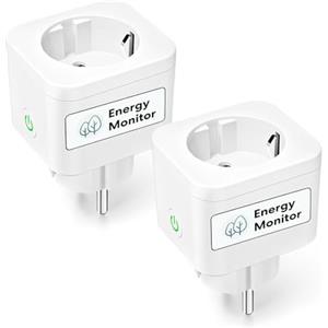 Meross Presa Smart con Monitoraggio Consumi, WiFi Schuko Bluetooth 16A, Presa Intelligente Compatibile con Alexa, Google Home e SmartThings, Controllo Vocale e Remoto App, 3840W, 2 Pezzi