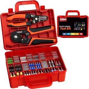 PEBA Set Pinza Crimpatrice per Puntalini Capicorda da 0.25 a 10,0 mm², con 24 tipi di Puntalini/Doppi, Set di Pinza Puntalini - Pinza Crimpatrice Capicorda AWG 24-8 - Pinza Puntalini Elettrici