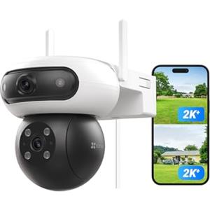 EZVIZ 8MP (4MP+4MP) Telecamera WiFi Esterno con Doppia Lente, Telecamera per Esterni a 360°, Visione Notturna a Colori, Rilevamento Persone/Veicoli, Audio Bidirezionale, Impermeabile, C90 Dual