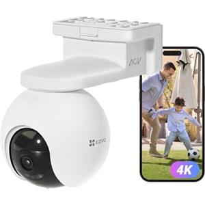 EZVIZ 8MP Telecamera WiFi Senza Fili per Esterni, Batteria da 10400mAh, Rilevamento di Persone/Veicoli, Telecamera Esterna a 360°, Modalità AOV, Visione Notturna a Colori, Difesa Attiva, CB8 Pro 4K